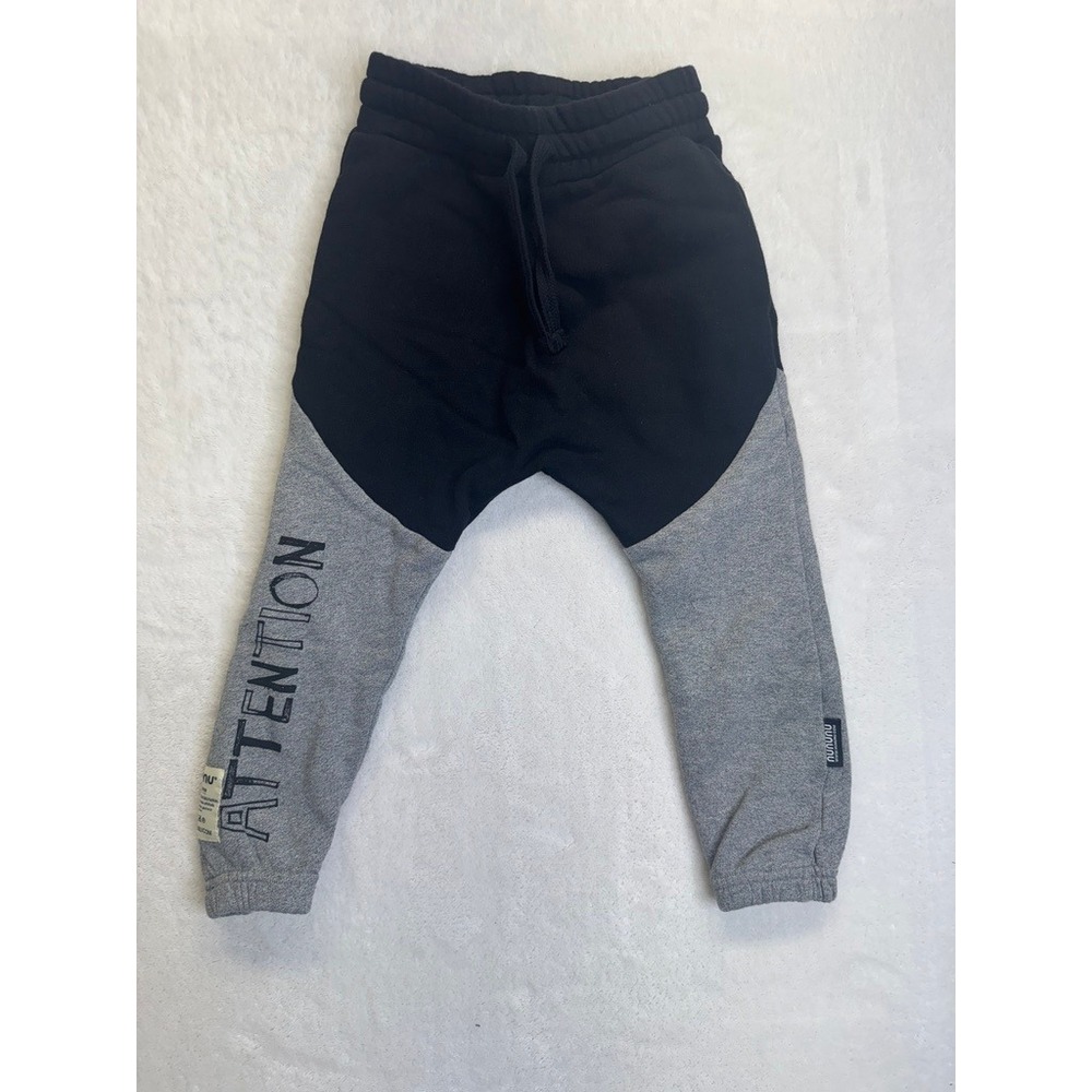 Nununu Division Baggy Pants Kids‎ 18 24 M Black Dusty Heather Grey Graphic